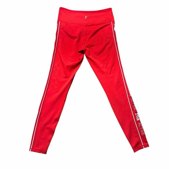 Zyia Active Red Logo Side Stripe Athletic Leggings Women’s Size 12 Stretch - Picture 2 of 9
